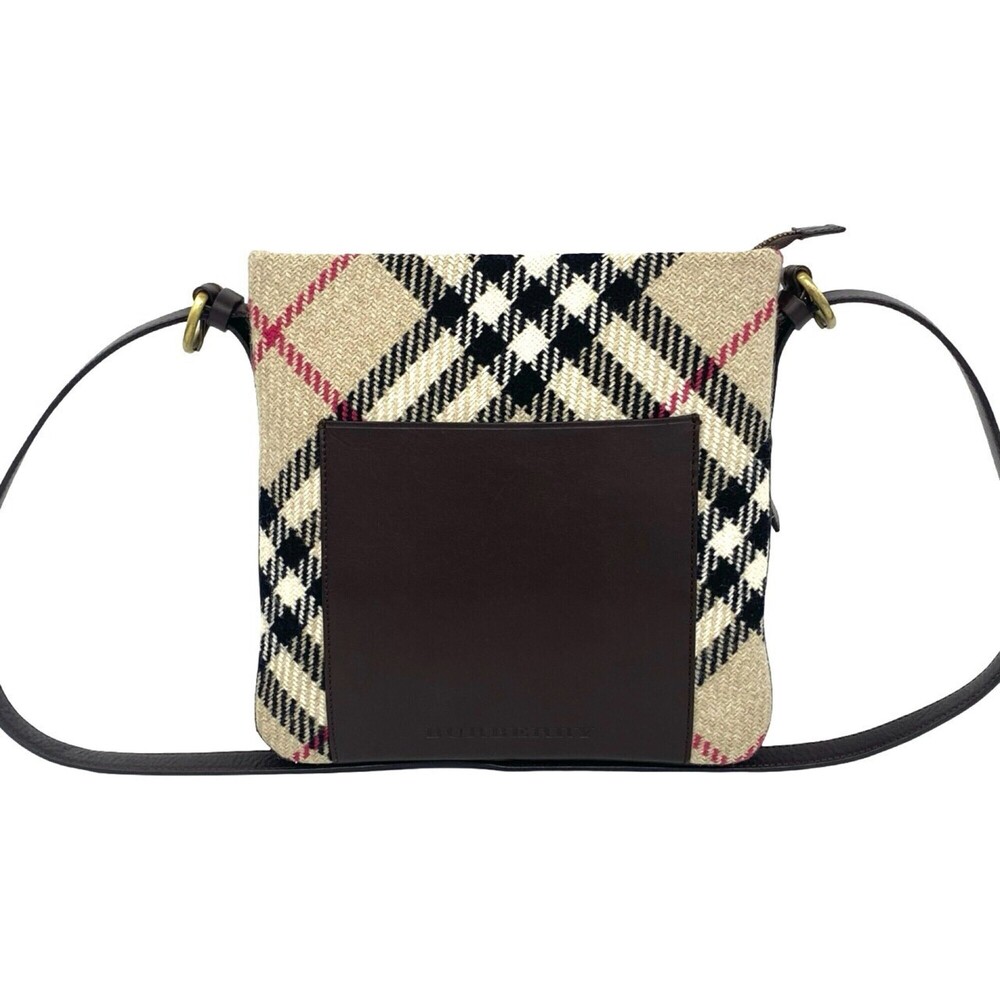 BURBERRY Burberry logo embossed Nova Check pattern leather genuine wool shoul...